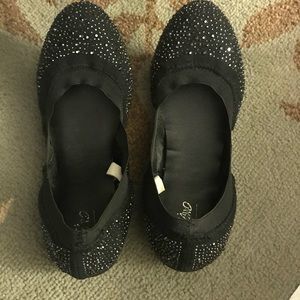 Black sparkly flats